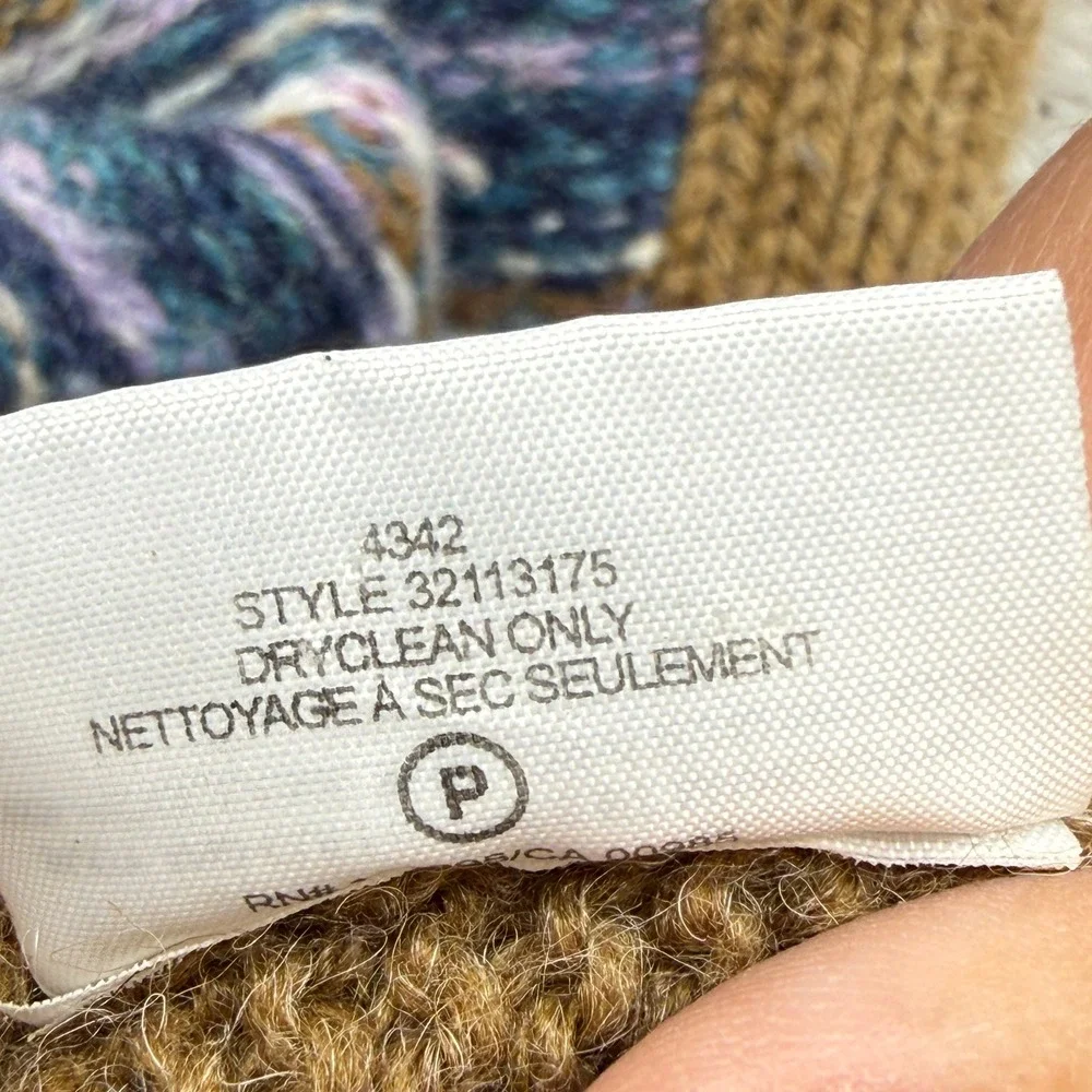 Tory Burch Sweater Women's M Brown Striped Mixed Media Alpaca Wool Boho Earthy
